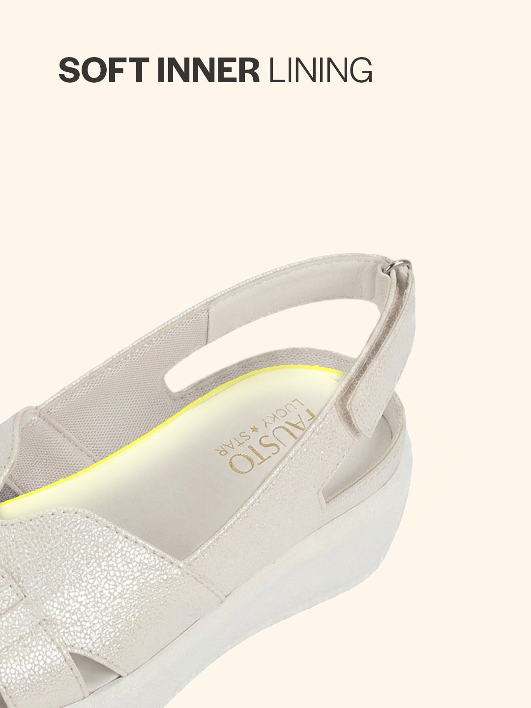 Women White Embellished Backstrap Height Enhancer Hook and Loop Slip on Shoes|Casual Shoe|Evening Party Shoe|Anti Skid Sole