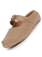 Women Chikku Floral Strap Back Open Slip On Casual Shoes|Outing Weekend Dress Shoes|All Day Comfort Shoe