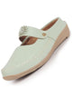 Women Pista Green Floral Strap Back Open Slip On Casual Shoes|Outing Weekend Dress Shoes|All Day Comfort Shoe
