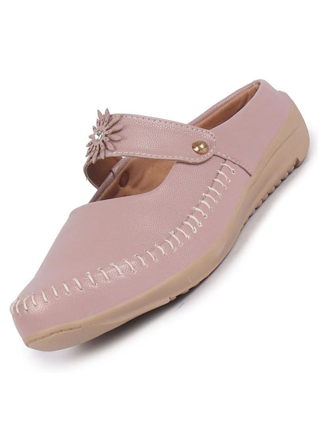 Women Purple Floral Strap Back Open Slip On Casual Shoes|Outing Weekend Dress Shoes|All Day Comfort Shoe