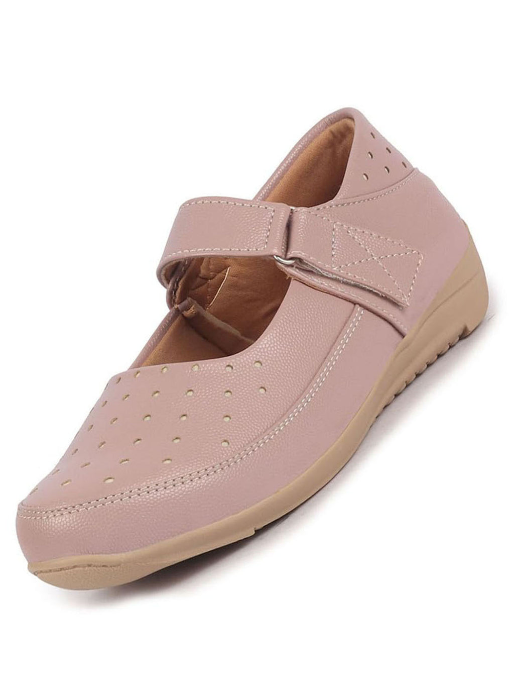 Women Purple Adjustable Strap Hook and Loop Round Toe Slip On Shoes|Casual Shoe|Office Shoe|Comfortable Shoe