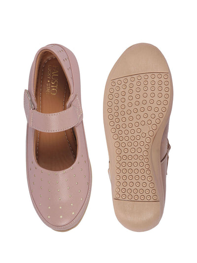 Women Purple Adjustable Strap Hook and Loop Round Toe Slip On Shoes|Casual Shoe|Office Shoe|Comfortable Shoe