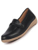 Women Black Dress Formal Stitched Tie Buckle Strap Slip On Shoes|Memory Cushion Insole|Pull On Shoe|Office Shoe