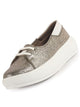 Women Golden Embellished Lace Height Enhancer Slip On Sneaker|Casual Shoe|Evening Party Shoe|Anti Skid Sole