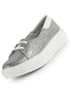 Women Silver Embellished Lace Height Enhancer Slip On Sneaker|Casual Shoe|Evening Party Shoe|Anti Skid Sole
