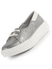 Women Silver Embellished Lace Height Enhancer Slip On Sneaker|Casual Shoe|Evening Party Shoe|Anti Skid Sole