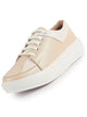 Women Gold Beige Lightweight Height Enhancer Chunky Lace-Up Sneakers|Memory Cushion Insole|Evening Party Shoe