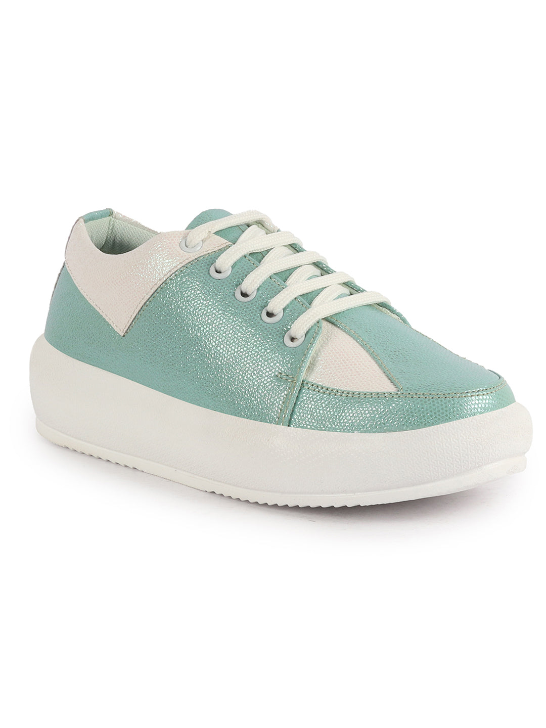Buy Women Pista Green \Enhancer Chunky Lace Up Sneakers Online