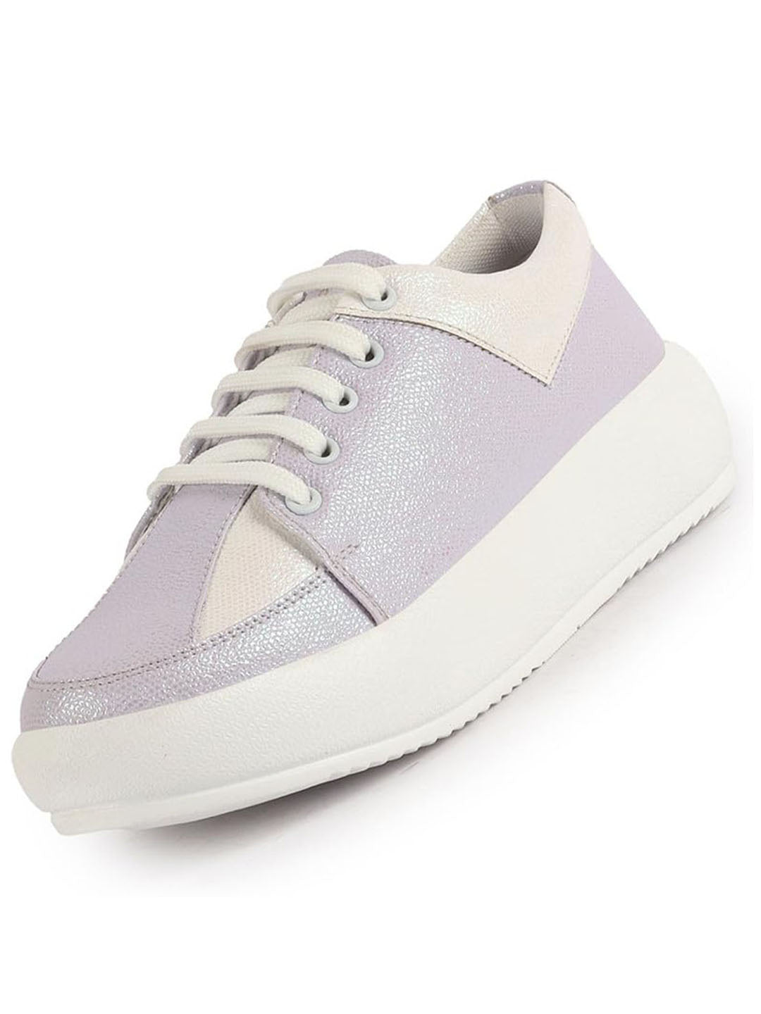 Women Purple Lightweight Height Enhancer Chunky Lace-Up Sneakers|Memory Cushion Insole|Evening Party Shoe
