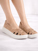 Women Beige Double Strap Velvet Height Enhancer Slip On Sneakers|Anti Skid Sole|Slip On Shoe|Office Wear