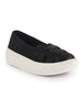 Women Black Double Strap Velvet Height Enhancer Slip On Sneakers|Anti Skid Sole|Slip On Shoe|Office Wear