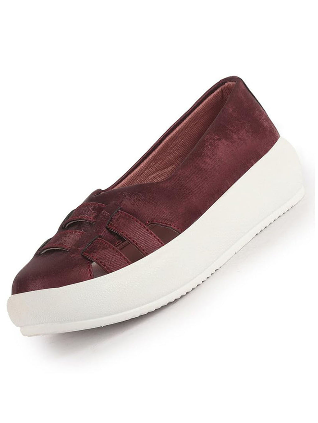Women Cherry Double Strap Velvet Height Enhancer Slip On Sneakers|Anti Skid Sole|Slip On Shoe|Office Wear