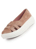 Women Peach Double Strap Velvet Height Enhancer Slip On Sneakers|Anti Skid Sole|Slip On Shoe|Office Wear