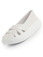 Women White Double Strap Velvet Height Enhancer Slip On Sneakers|Anti Skid Sole|Slip On Shoe|Office Wear