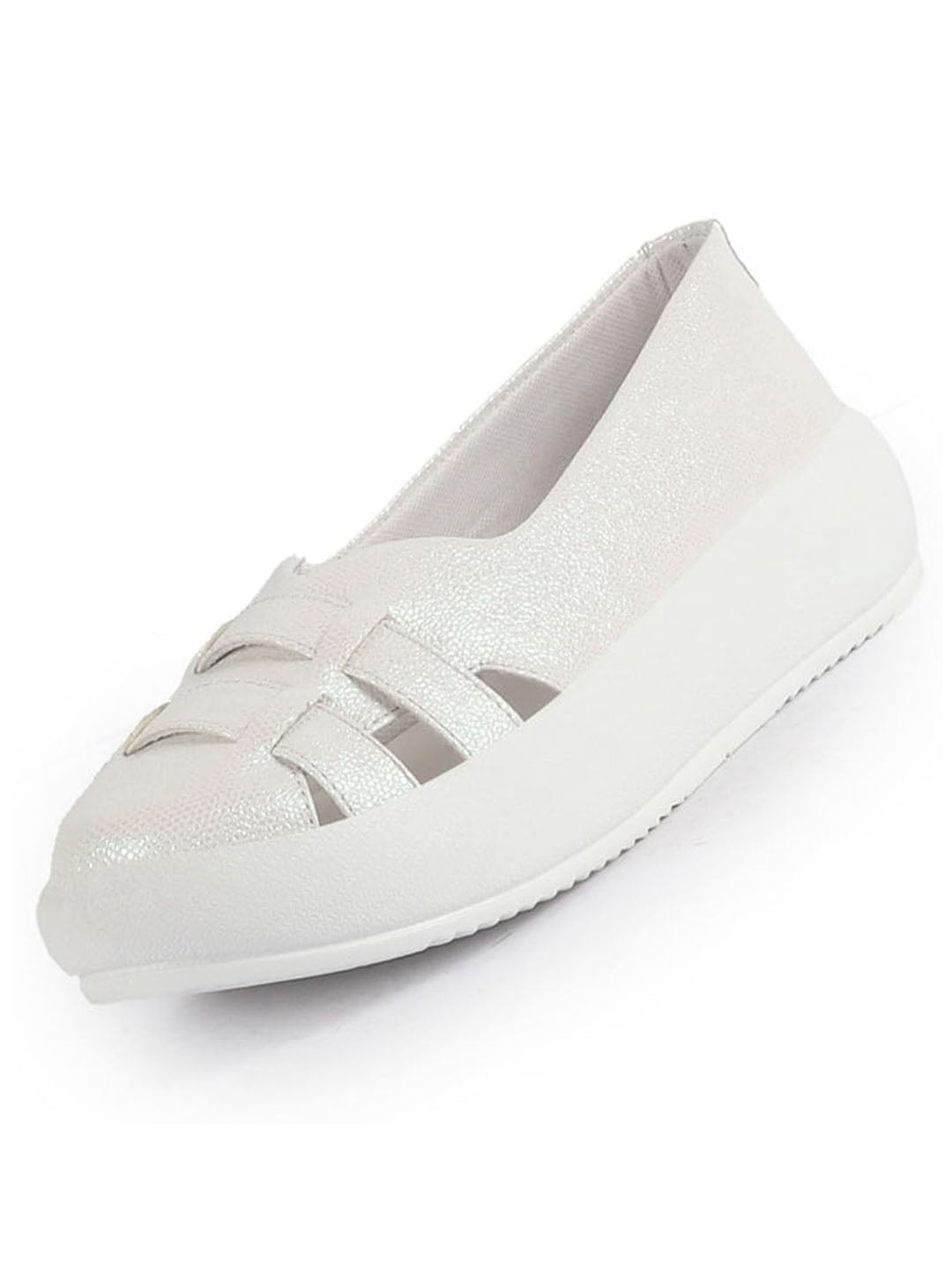 Women White Double Strap Velvet Height Enhancer Slip On Sneakers|Anti Skid Sole|Slip On Shoe|Office Wear