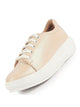 Women Beige Lightweight Height Enhancer Shiny Chunky Lace-Up Sneakers|Memory Cushion Insole|Evening Party Shoe