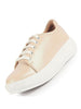 Women Beige Lightweight Height Enhancer Shiny Chunky Lace-Up Sneakers|Memory Cushion Insole|Evening Party Shoe