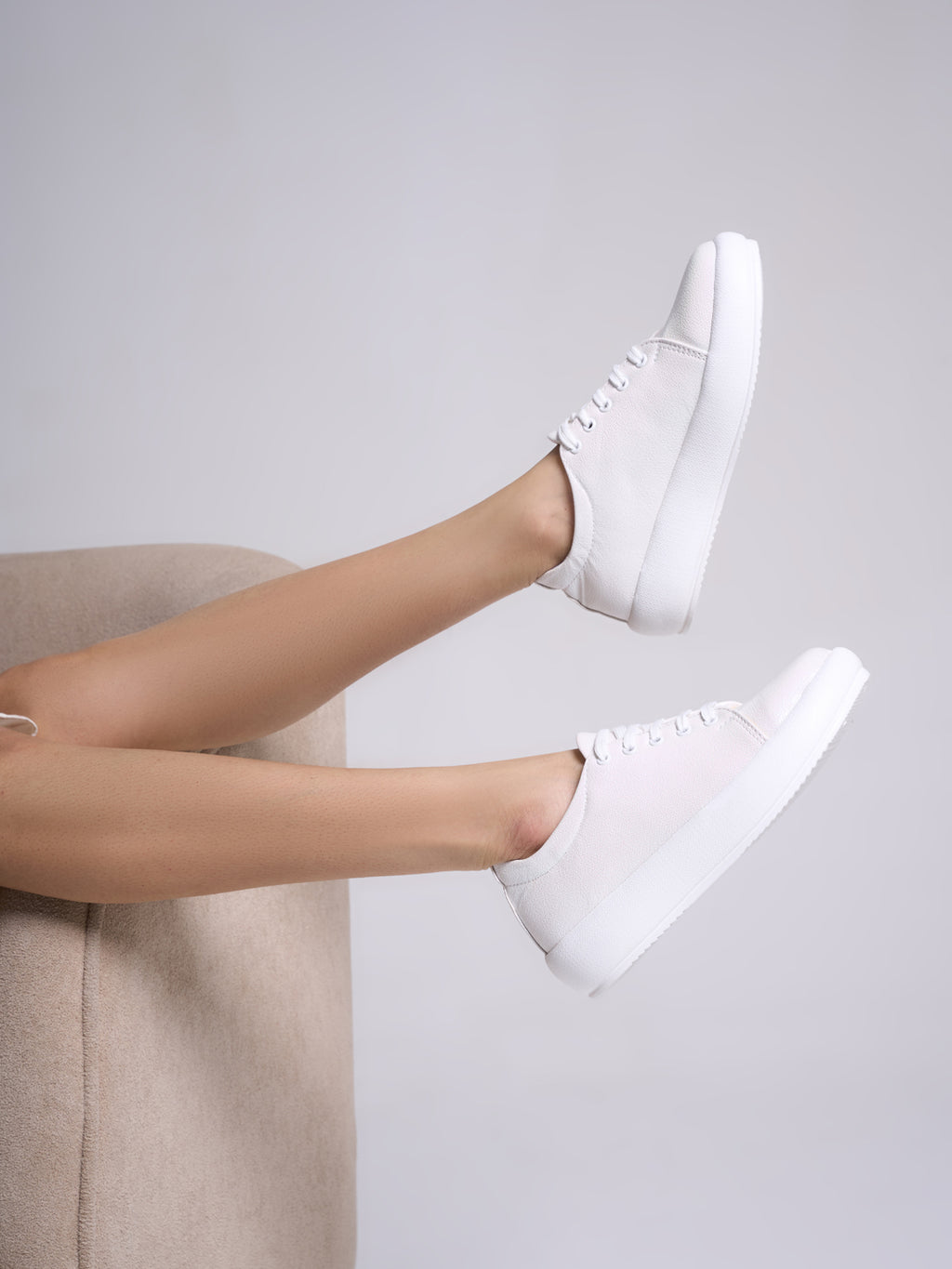 Women White Lightweight Height Enhancer Shiny Chunky Lace-Up Sneakers|Memory Cushion Insole|Evening Party Shoe