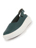 Women Green Breathable Lazer Cut Design With Backstrap Height Enhancer Hook And Loop Slip On Shoes | Slingback Casual Platform Sandals| Cusioned Insole