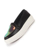Women Black Embellished Slip On Ballerina|Sequin Panel Platform Loafers|Party Wedding Glitter Casual Sneaker Shoes|Memory Cusion Insole