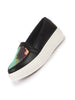 Women Black Embellished Slip On Ballerina | Sequin Panel Platform Loafers | Party Wedding Glitter Casual Sneaker Shoes | Memory Cusion Insole