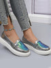 Women Grey Embellished Slip On Ballerina | Sequin Panel Platform Loafers | Party Wedding Glitter Casual Sneaker Shoes | Memory Cusion Insole