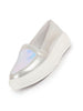 Women Silver Embellished Slip On Ballerina | Sequin Panel Platform Loafers | Party Wedding Glitter Casual Sneaker Shoes | Memory Cusion Insole