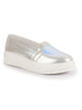 Women Silver Embellished Slip On Ballerina | Sequin Panel Platform Loafers | Party Wedding Glitter Casual Sneaker Shoes | Memory Cusion Insole