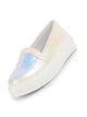 Women White Embellished Slip On Ballerina|Sequin Panel Platform Loafers|Party Wedding Glitter Casual Sneaker Shoes|Memory Cusion Insole