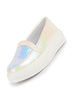 Women White Embellished Slip On Ballerina | Sequin Panel Platform Loafers | Party Wedding Glitter Casual Sneaker Shoes | Memory Cusion Insole