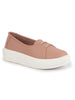Women Peach Dual Lace Detail With Textured Slip-On Platform Loafers | Height Enhancer Chic Casual Shoes | Everyday Comfort With Memory Cusion Insole