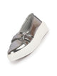 Women Grey Stylish Broad Strap Design Slip-On Casual Comfort Shoes|Height Enhancer Shiny Party Loafers|Ballerina With Memory Cushioned Insole