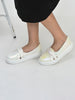 Women White Stylish Broad Cross Strap Design Slip-On Casual Comfort Shoes | Height Enhancer Shiny Party Loafers | Ballerina with Memory Cusion Insole