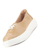 Women Beige Height Enhancer Stylish Velvet Slip-On Sneakers with Lace | Memory Cushioned Insole | Causal Shoe | Anti Skid Sole