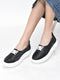 Women Black Height Enhancer Stylish Velvet Slip-On Sneakers with Lace | Memory Cushioned Insole | Causal Shoe | Anti Skid Sole
