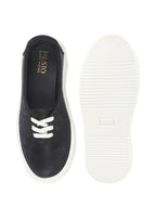 Women Black Height Enhancer Stylish Velvet Slip-On Sneakers with Lace | Memory Cushioned Insole | Causal Shoe | Anti Skid Sole