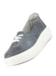 Women Grey Height Enhancer Stylish Velvet Slip-On Sneakers with Lace | Memory Cushioned Insole | Causal Shoe | Anti Skid Sole