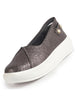 Women Dark Grey Glitter Slip-On Casual Platform Shoe with Pearl Detail|Height Enhancer Shiny Party Loafers|Ballerina with Memory Cusion Insole