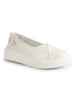 Women White Glitter Slip-On Casual Platform Shoe with Pearl Detail|Height Enhancer Shiny Party Loafers|Ballerina with Memory Cusion Insole