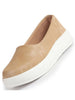 Women Beige Soft Upper Platform Slip-On Shoes with Cushioned Insole|White Sole Lightweight Casual Comfort Ballet Flats|Ballerina Shoes Anti Skid Sole