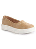 Women Beige Soft Upper Platform Slip-On Shoes with Cushioned Insole|White Sole Lightweight Casual Comfort Ballet Flats|Ballerina Shoes Anti Skid Sole