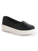 Women Black Soft Upper Platform Slip-On Shoes with Cushioned Insole|White Sole Lightweight Casual Comfort Ballet Flats|Ballerina Shoes Anti Skid Sole