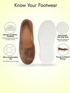 Women Brown Soft Upper Platform Slip-On Shoes with Cushioned Insole|White Sole Lightweight Casual Comfort Ballet Flats|Ballerina Shoes Anti Skid Sole