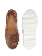 Women Brown Soft Upper Platform Slip-On Shoes with Cushioned Insole|White Sole Lightweight Casual Comfort Ballet Flats|Ballerina Shoes Anti Skid Sole