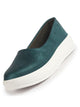 Women Green Soft Upper Platform Slip-On Shoes with Cushioned Insole|White Sole Lightweight Casual Comfort Ballet Flats|Ballerina Shoes Anti Skid Sole