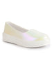 Women White Soft Upper Platform Slip-On Shoes with Cushioned Insole|White Sole Lightweight Casual Comfort Ballet Flats|Ballerina Shoes Anti Skid Sole