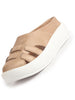 Women Beige Back Open Breathable Double Strap Platform Slip On Shoes|Height Enhancer Memory Cushioned Slip On|Anti Skid Sole