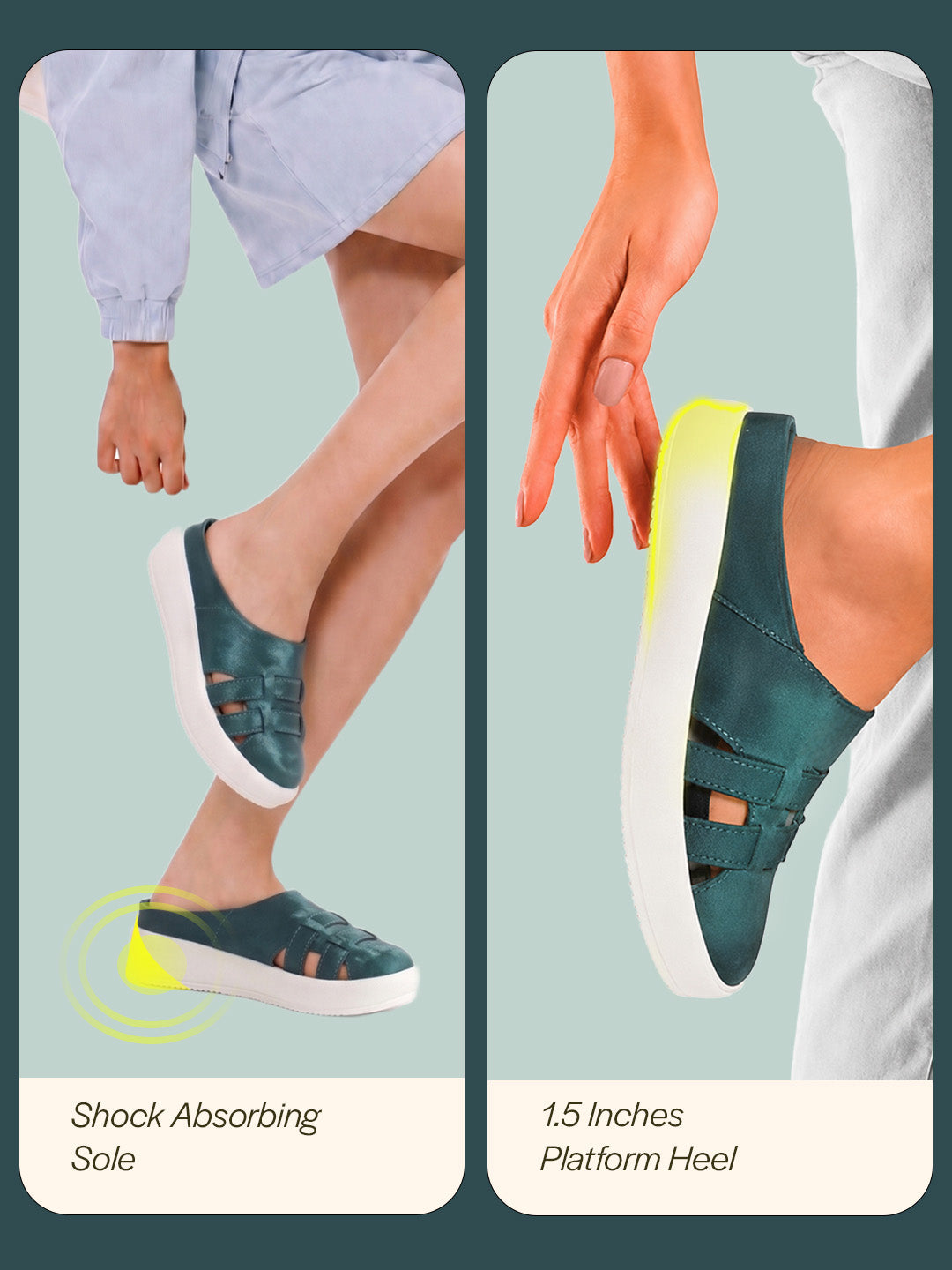 women green back open breathable double strap platform slip on shoes|height enhancer memory cushioned slip on|anti skid sole