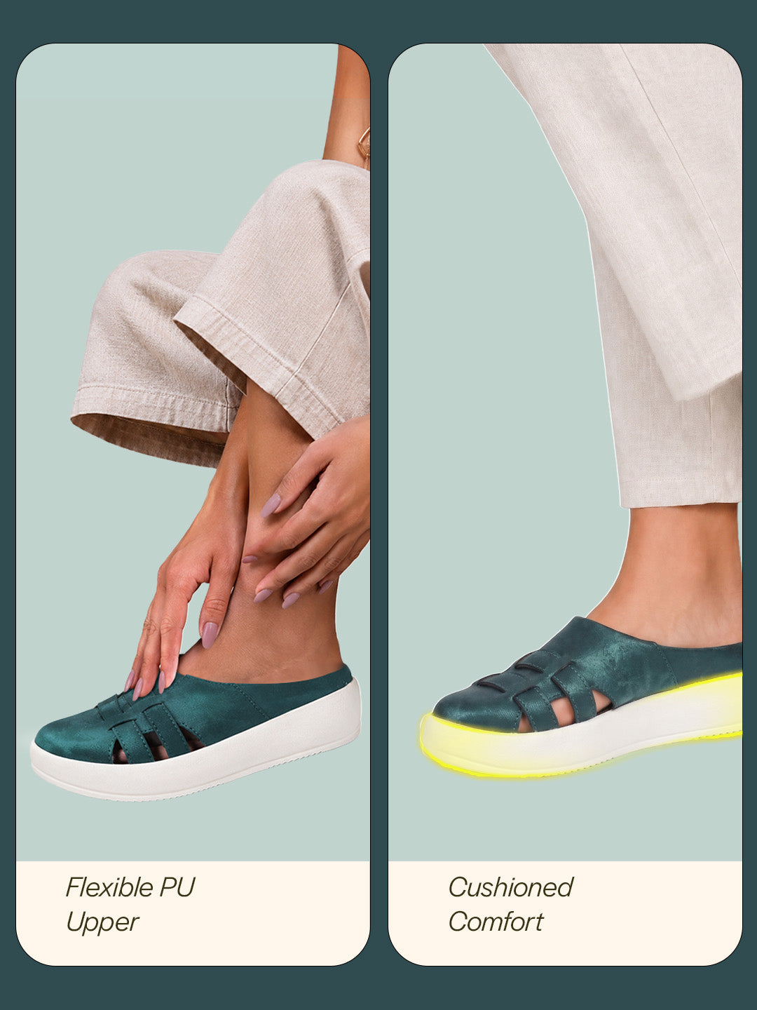 women green back open breathable double strap platform slip on shoes|height enhancer memory cushioned slip on|anti skid sole