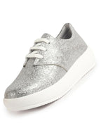 Women Grey Embellished Height Enhancer Lace Up Sneaker Shoes|Platform Casual Shoe|Evening Party Shoe|Anti Skid Sole